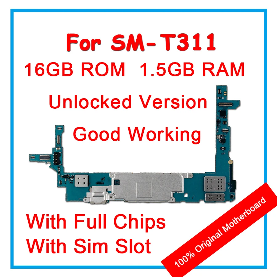 

100% Original Unlock Motherboard For Samsung Galaxy Tab 3 8.0 T311 16GB Mainboard With SIM Slot Android OS Logic Board With Chip