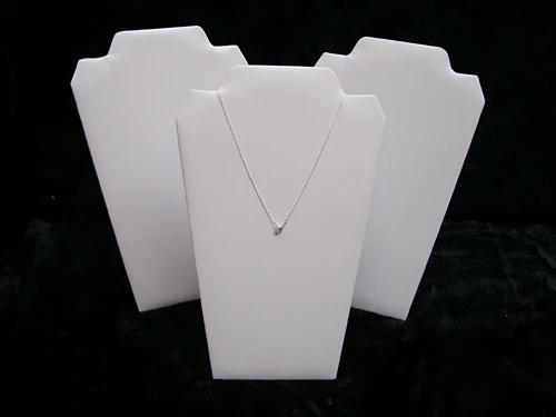 

Fashion Jewelry Women Necklace Holder large collar necklace display white leatherette PU Jewelry Display Stand
