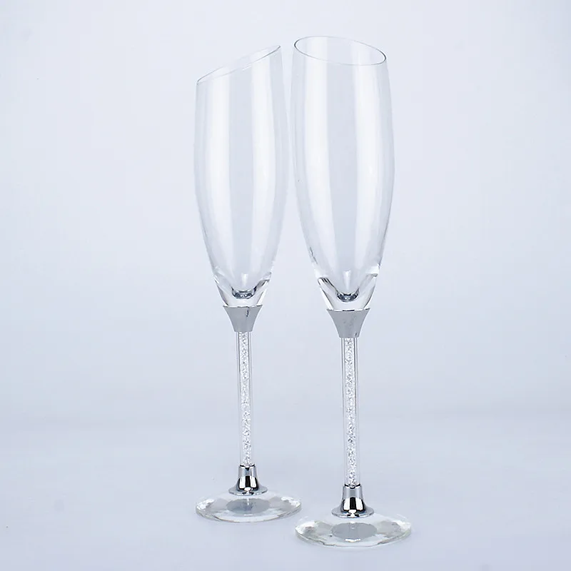 Image New Stylish Wedding Glass Crystal Champagne Flutes Glassware Toasting Wine Glass Set Bevel Design for Valentine s Day Lovers gif