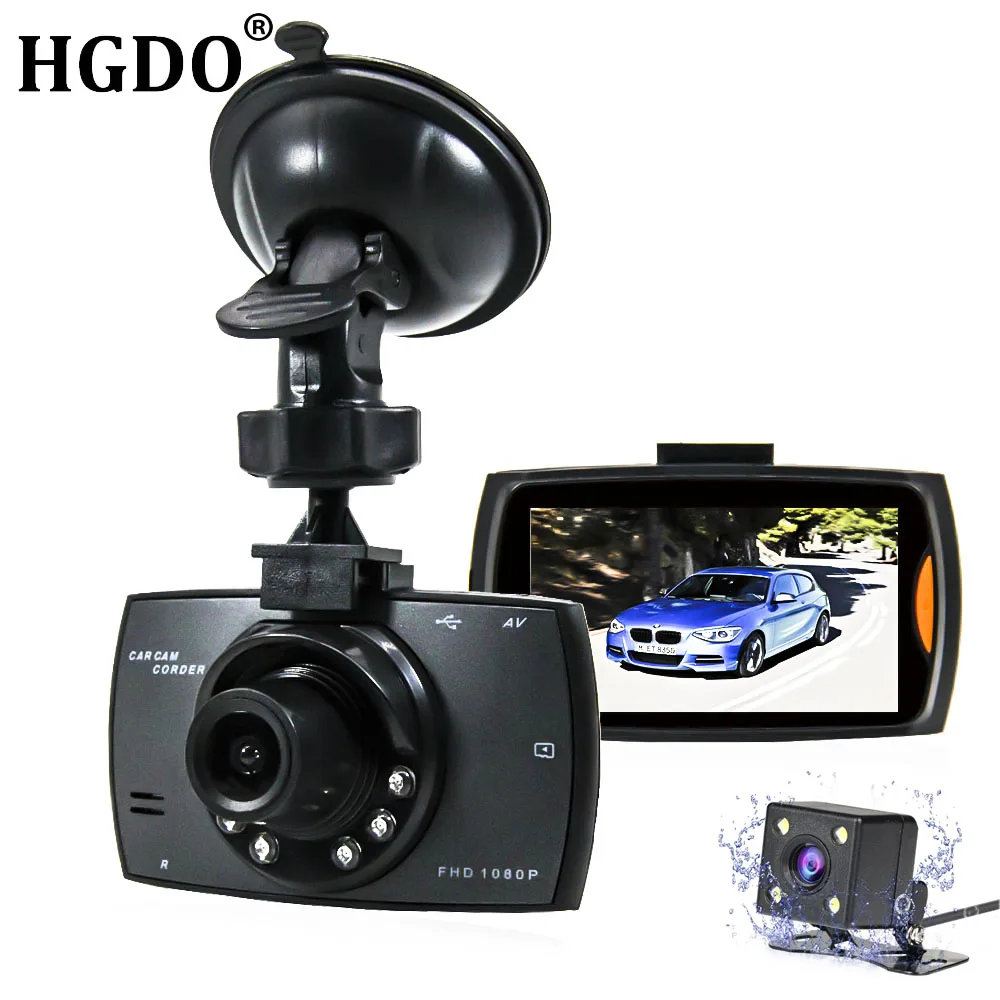 

HGDO Car DVR Camera Full HD 1080P Dual Lens 140 Degree Dashcam Video Registrars for Cars 6 LED Night Vision G-Sensor Dash Cam