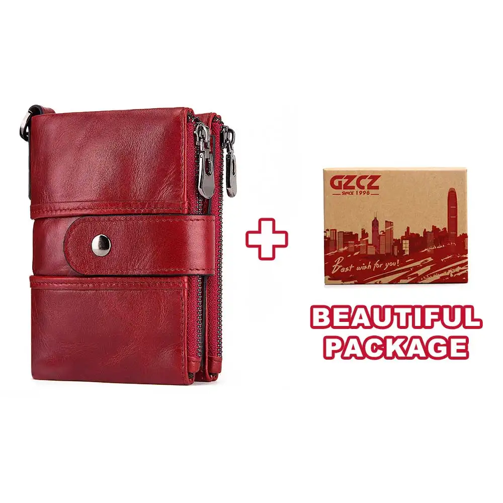 Женский кошелек, новинка, Модный женский кошелек из натуральной кожи, красный кошелек-органайзер для монет, клатч, короткий, маленький - Цвет: Red-BOX