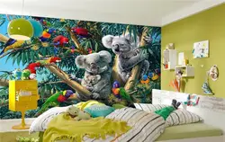 На заказ фотообои детская комната 3D фото обои лес попугай коала HD картина маслом ТВ фон декоративный
