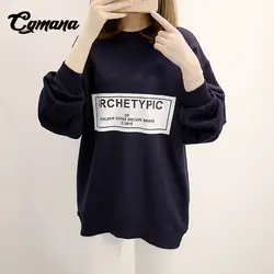 CGmana Для женщин Sweatshirt2018 Осень Свободные Большой Размеры Толстовка Колледж с принтом букв для учащихся с длинными рукавами Толстовка с