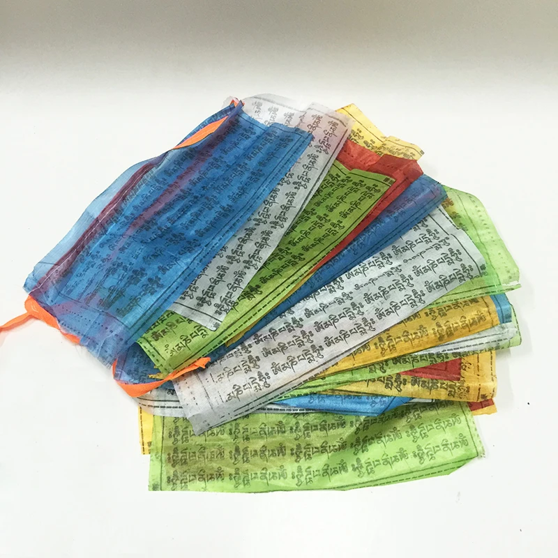 

26x15cm Buddhist Prayer Flags Sutra Streamer, Wind Horse Prayer Flags, Prayer Scripture 20 Flags Per Set With Length 3 Meters