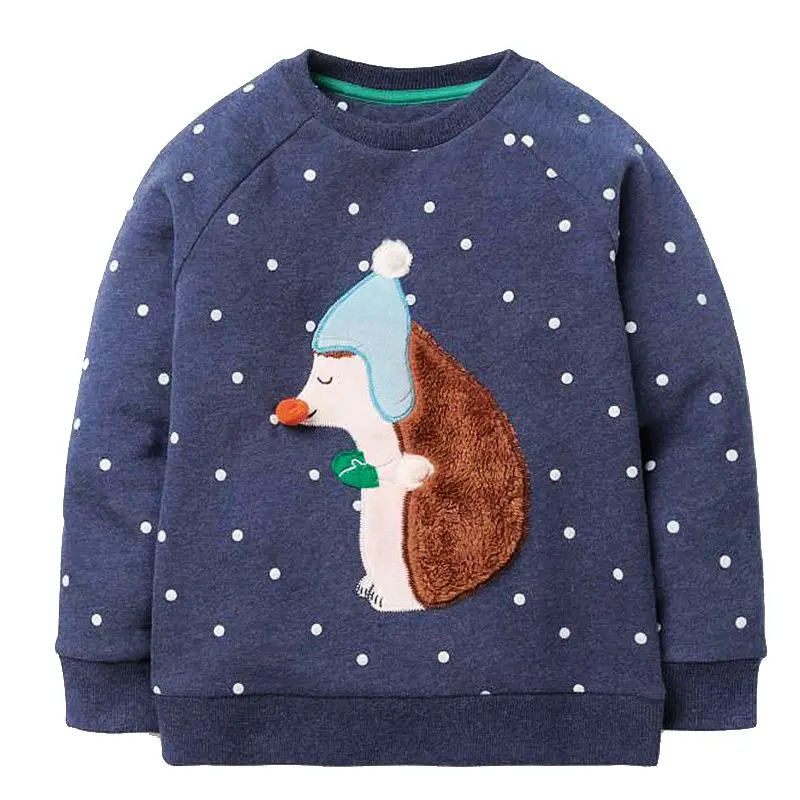 Girls Hoodies with Animal Applique 2018 Autumn Winter Baby Girl Clothes Kids Hoodie for Girls Sweat