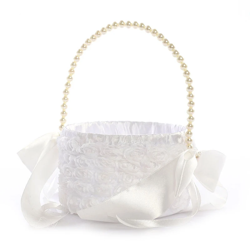 CSS Wedding Basket Flower Girl Basket For Ceremony Wedding Decoration Love Case Rose Basket Storage Flower Girl Basket Contain