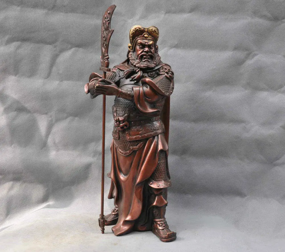 

China Fengshui door-god Zhou Cang Warrior General Bronze Statue