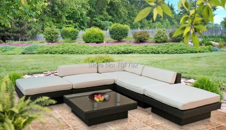 Durable Outdoor Rattan Furniture 6 Pcs Corner sofain Garden Sofas from