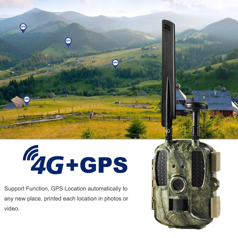 Охотничья камера 4G GPS фотоловушка 12 МП для природы MMS электронная почта GPRS GSM
