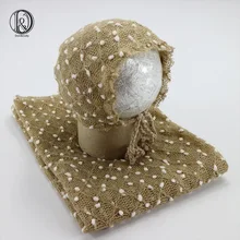 2 компл./лот ручной работы мягкого трикотажа маленькой кисточки обертывания с соответствием комплект с капором для маленьких реквизит для фотографии новорожденных Baby SHOWER подарок