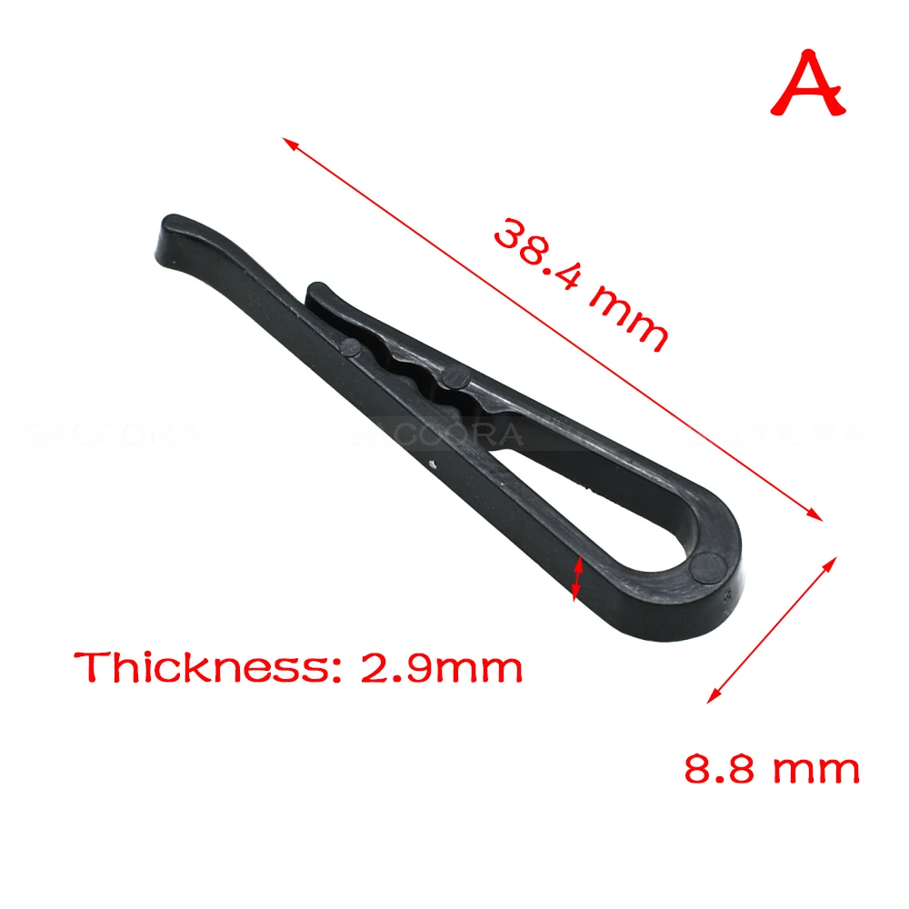 100PCS 49.5mm 38mm 30mm Plastic Clip With Teeth For Dress Shirt Garment Packaging Black