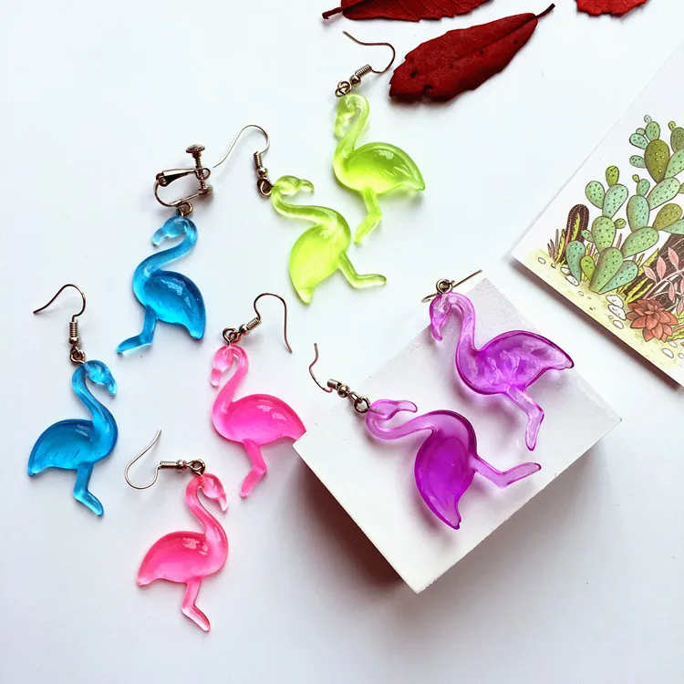 

Fashion Cute Resin Flamingos Drop Earrings Colorful Bird Lovely Animal Cartoon Earrings for Woman Girl Party Jewelry Sweet Gift
