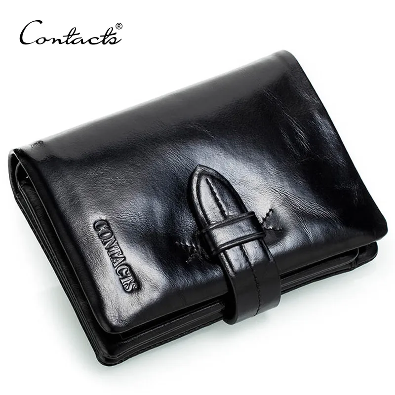 CONTACT'S Brand Men Wallets Guarantee Genuine Leather Wallet Man Hasp Zipper Coin Pocket Purse Fashion Money Bag Photo Holder