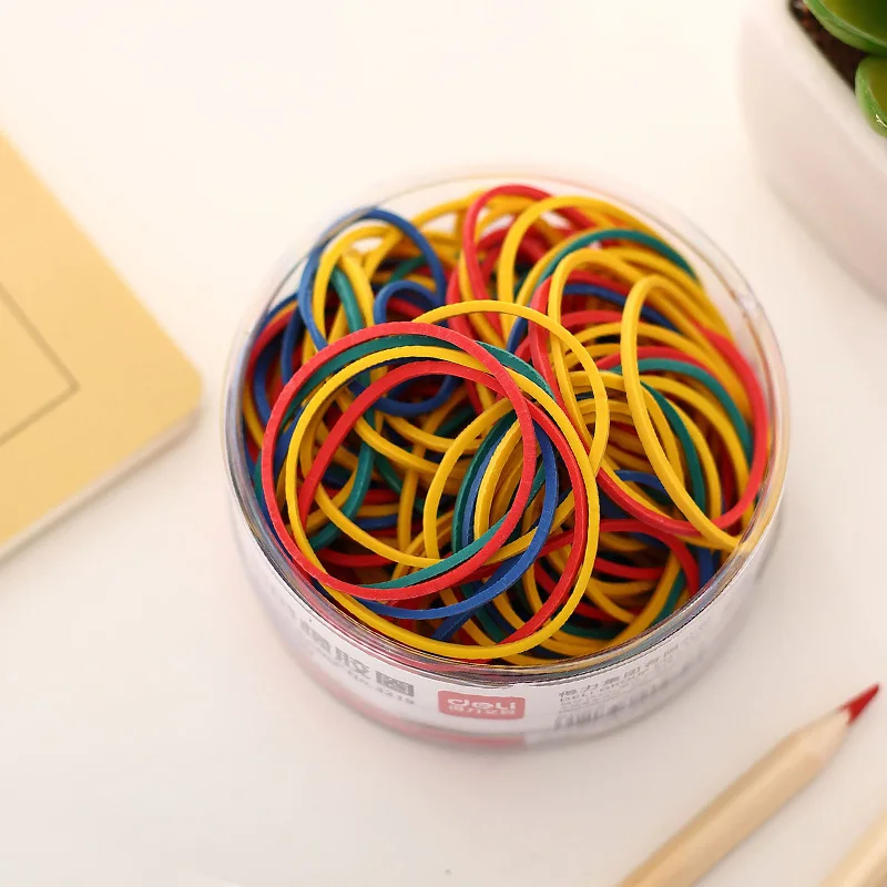 

10 Packs x 50g Coloured Round Rubber Band Ring Mixed 4 Colors School Office Supplies Stationery Deli 3219