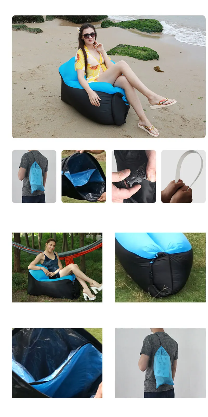 portable pool lounge chairs on Camping Furniture Air Beach Chair Seat Cushion Portable Outdoor Grass Garden Inflatable Sleeping Chair Sofa Lounge Beach Chairs Aliexpress