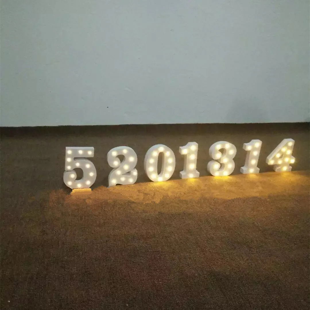 Wood Wireless Wall Lamp 3D Led Number Light Battery Operated Night