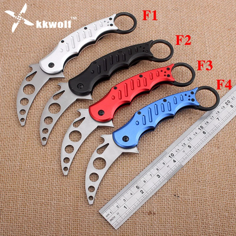 

KKWOLF Aluminum handle Fox Karambit Knife Training folding knife Survival Hunting Tactical knives outdoor Camping pocket Knife