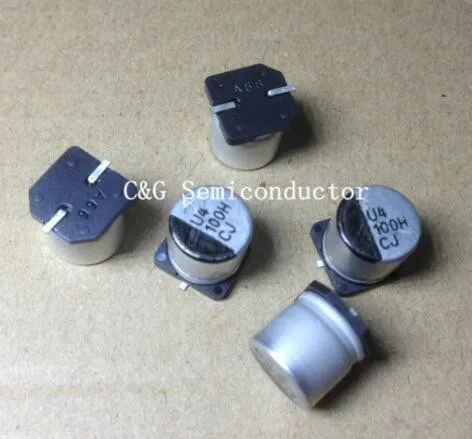 10 шт. 50В 100мкФ SMD 10х10мм чип smd smt алюминиевый электролитический конденсатор |