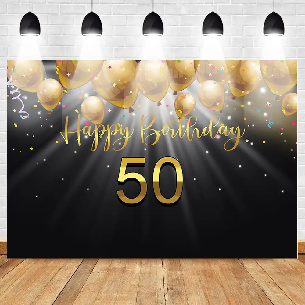 Mehofoto Happy 50th Birthday Backdrop for Photography Party Decoration