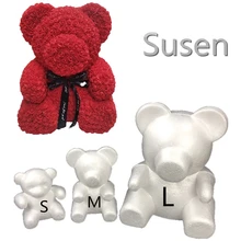 1 шт. пенополистирол пенопласт белый пенопласт Медведь Форма искусственный цветок голова Роза Тедди День святого Валентина подарки вечерние искусственные розы