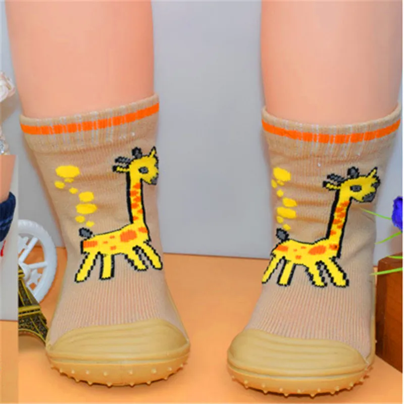 Joyo Roy/ г. Новые универсальные носки для малышей нескользящая обувь для малышей из хлопка с рисунком и резиновой подошвой и носки осень-зима - Цвет: G
