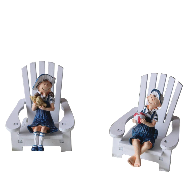 2pcs Mediterranean style beach chair couple doll decoration ornaments