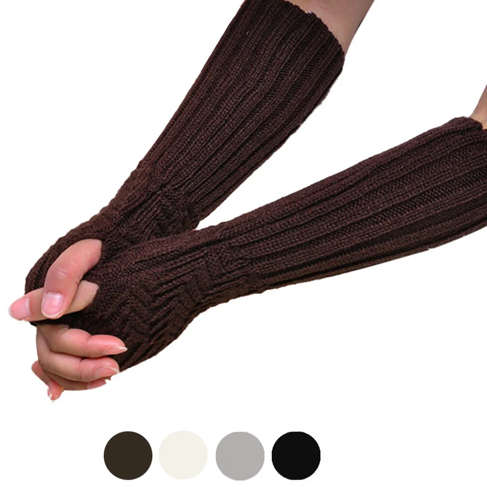 Feitong Gloves Winter Men's Fingerless Knitted Long Gloves Wome Gloves Winter 30 Warm Gloves All