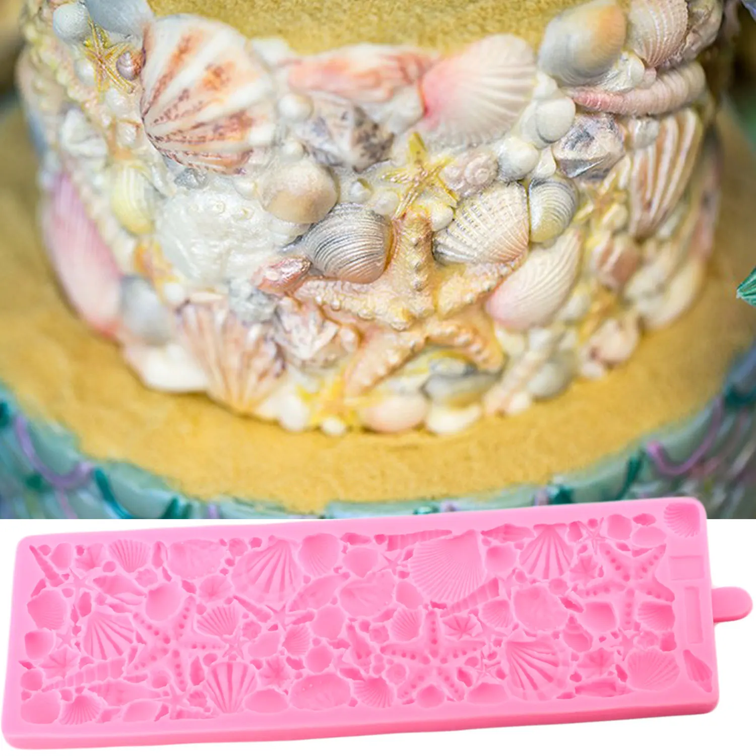 

3D Shell Cake Border Silicone Mold Sea Animals Lace Mat DIY Wedding Fondant Cake Decorating Candy Cupcake Chocolate Baking Mould