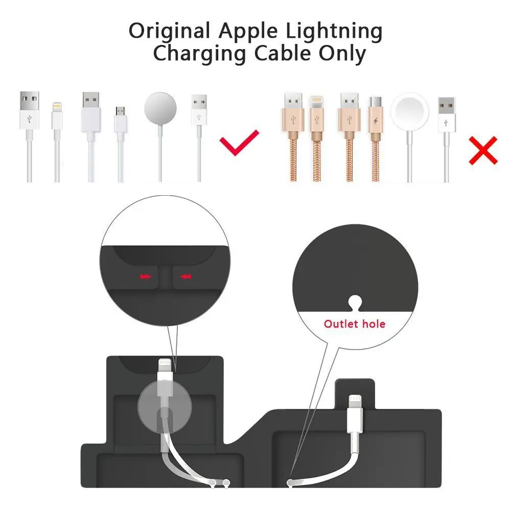 3 в 1 зарядная станция держатель для Iphone X 7 6 силиконовый Подставка для зарядки для док-станции для Apple watch для Airpods поддержка мобильных