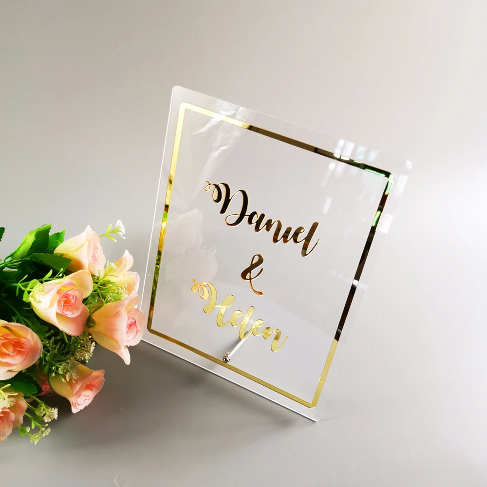 Персонализированные приветственные гостей знак слова вечерние Декор тарелка с гвоздем любой язык пользовательские свадебные имя невесты зеркальная рамка