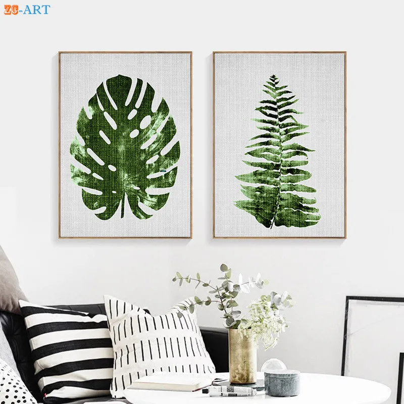 Monstera бамбук папоротник пальмовые принты тропический лист картина зеленый