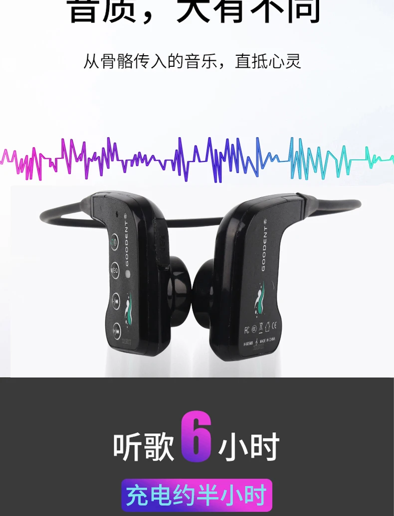 Hi-Fi bluetooth MP3-плеер с костной проводимостью 16 ГБ водонепроницаемые спортивные