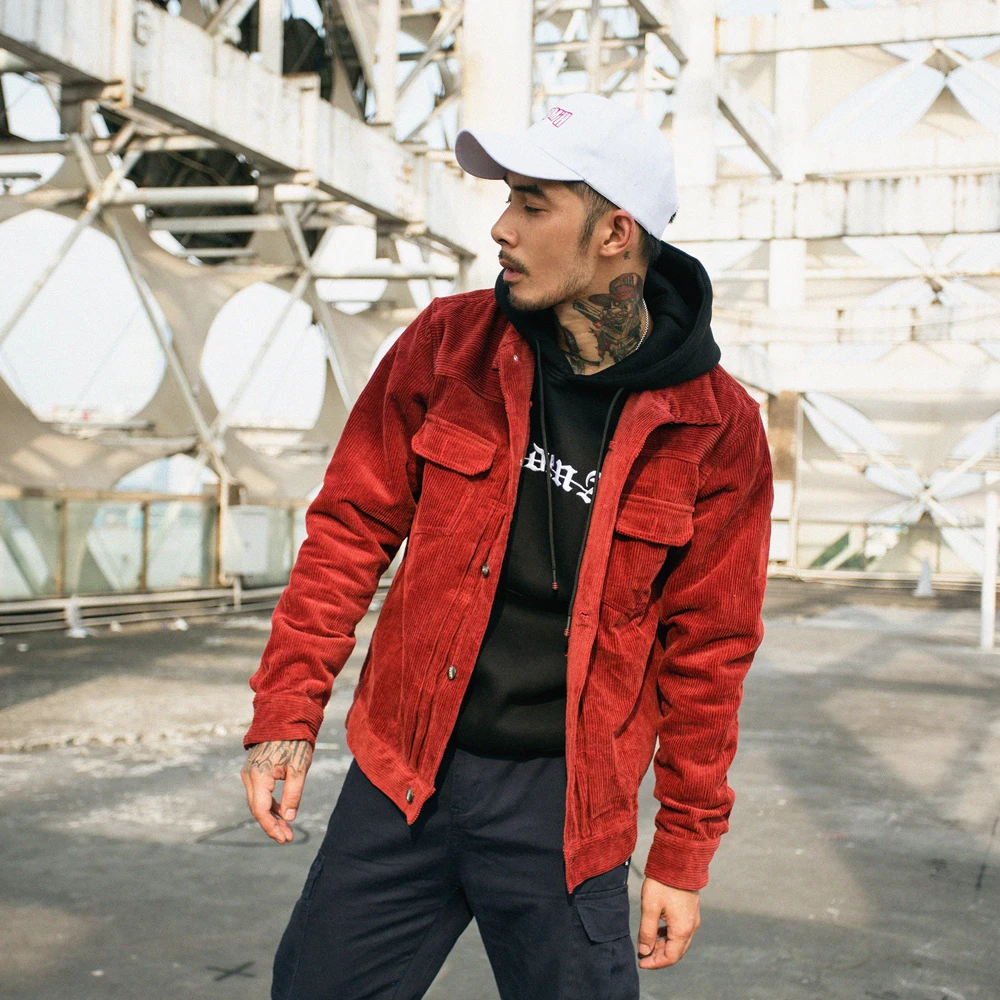 Mens Solid Color Corduroy Jacket 2018 Autumn and Winter High Street Tide Male BF Retro Wash Multi-pocket Loose Jackets Clothes Mens Solid Color Corduroy Jacket 2018 Autumn and Winter High Street Tide Male BF Retro Wash Multi-pocket Loose Jackets Clothes