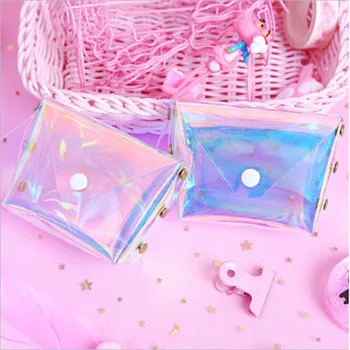 

Women Sweet MIni Coin Purse Laser Holographic Transparent Small Wallet For Girls Change Purse Fashion Women Card Holder Key Bag