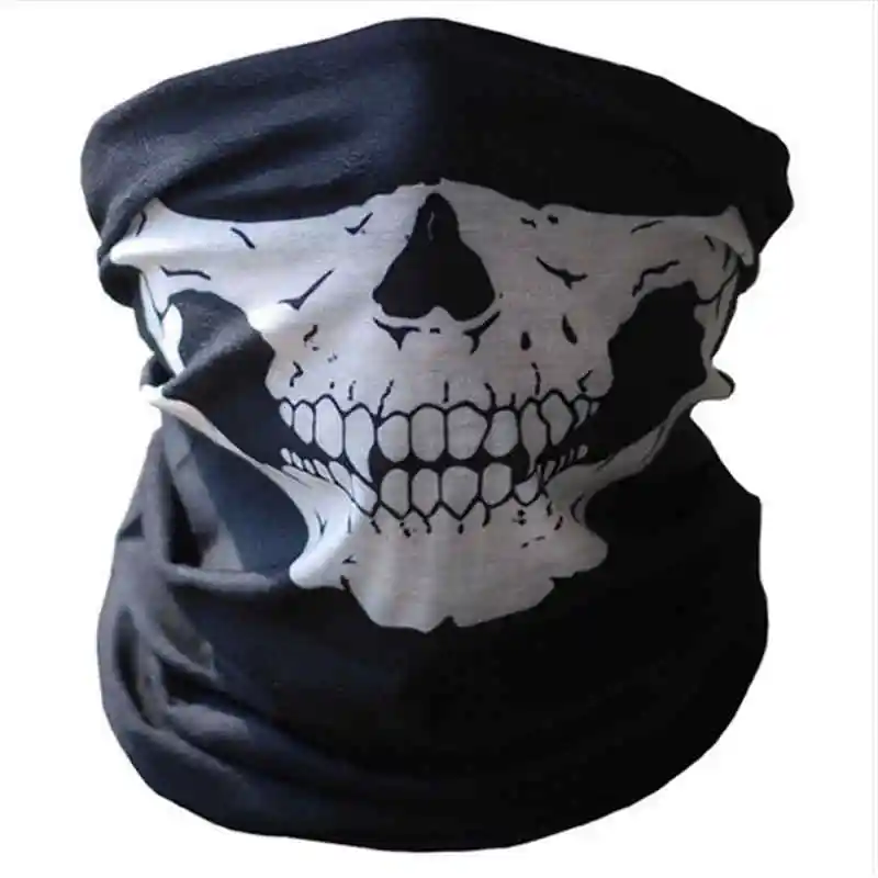 Мужская теплая маска для лица с черепом, зимний теплый шарф для кемпинга, пешего туризма, головной убор, Шапка-бини - Цвет: Black
