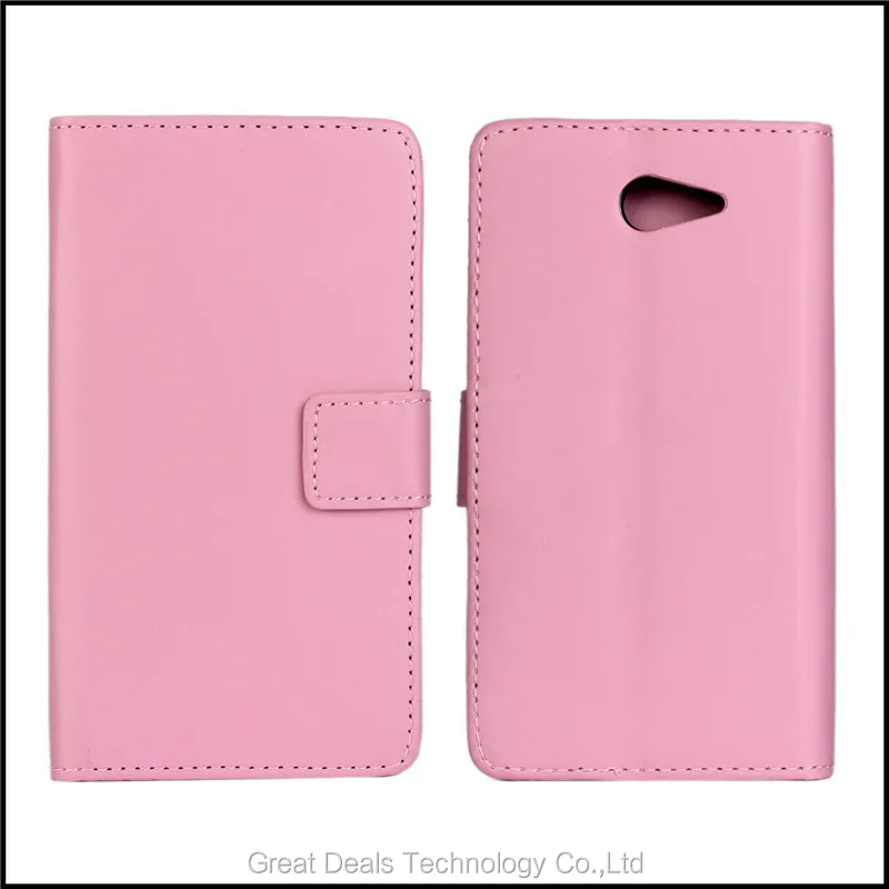 Вертикальная Сумочка Стенд PU кожаный чехол для sony Xperia M2 s50h с картой и держателем+ Бесплатный протектор экрана - Цвет: Розовый