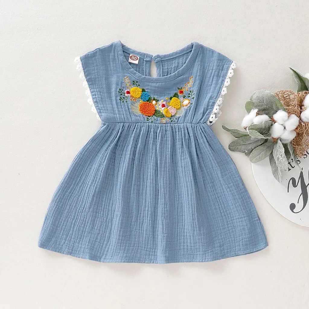 

MUQGEW New sources of supply Summer Toddler Baby Girls Sleeveless Embroidery Floral Flower Ruffles Lace Dress