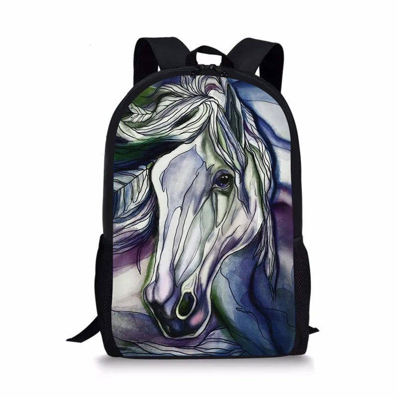 FORUDESIGNS Kids Horse Schoolbags Prints Animal Mochila Book Bag Teenager Boys Girls School Bags Orthopedic Children Bag Pack - Цвет: Z3818C