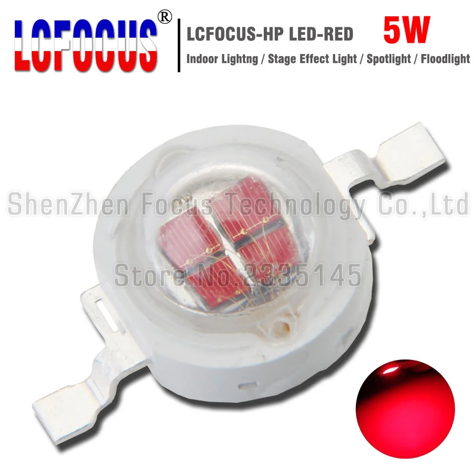 Высокая мощность светодиодный чип 5 Вт Красный 620 625nm SMD COB лампа DIY прожектор