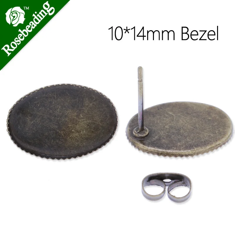 

10x14mm antique bronze Plated Oval Brass stud Earrings Blank,fit 10x14mm glass cabochons;earring base,sold 50pcs/lot-C3783