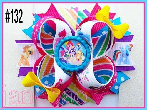 

free shipping 50pcs 4.5" Inspired Boutique Layered Hair Bow birthday hair bows girl hair clips-B