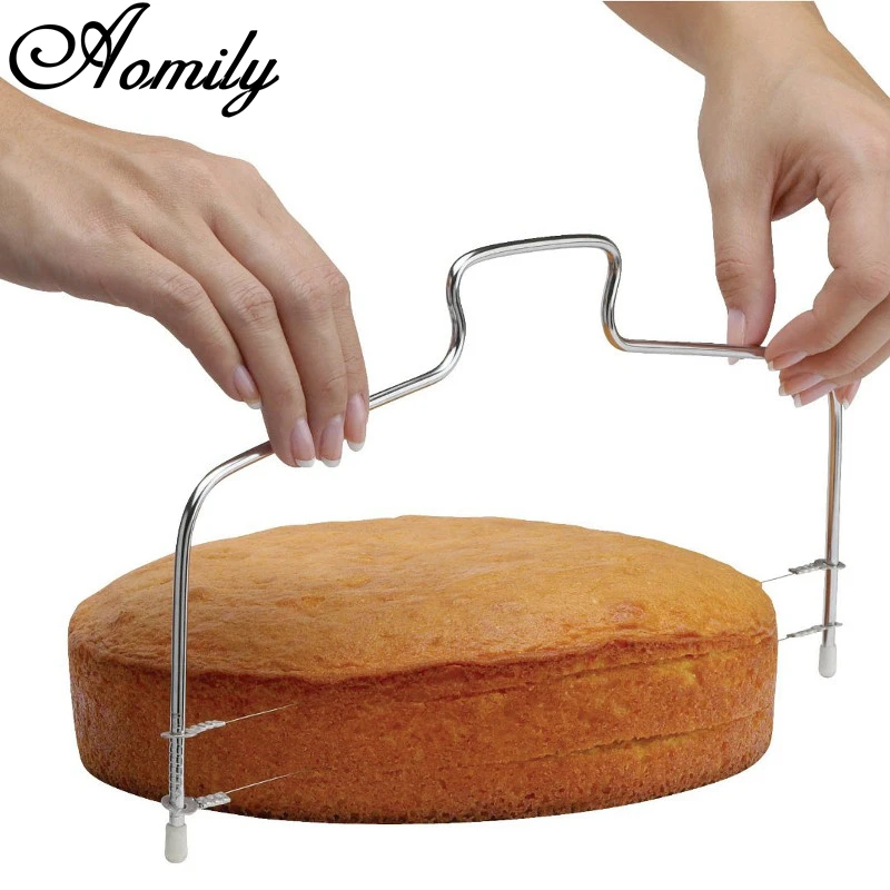 Aomily Conveniently 34x15cm Cake Slicer Wire Cutting Leveler Stainless