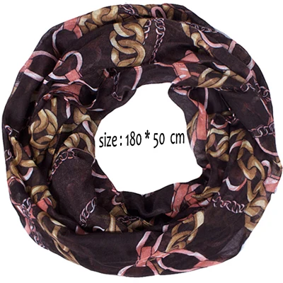 Модный женский шарф с розовым кольцом, украшенный цветами, с боковой петлей, шейный платок, Echarpe Foulard Femme, размер 180*50 см - Цвет: 190514-1068