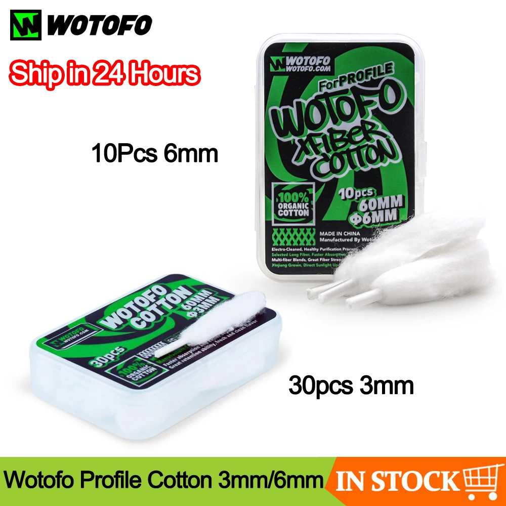 Оригинальный хлопковый профиль Wotofo 30 шт. 3 мм 10 6 Agelted Органическая сетчатая