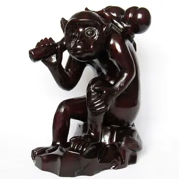 

T wood mahogany crafts ornaments Zodiac monkey Xian Feng Shui peach 40 birthday gift large wood monkey