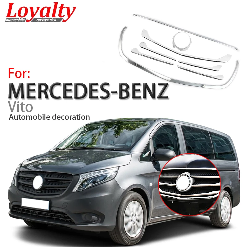

8 Pcs ABS Triple Chromed Car Accessories Front Grille Cover Trim Molding for Mercedes-Benz VITO 2017 Auto Styilng