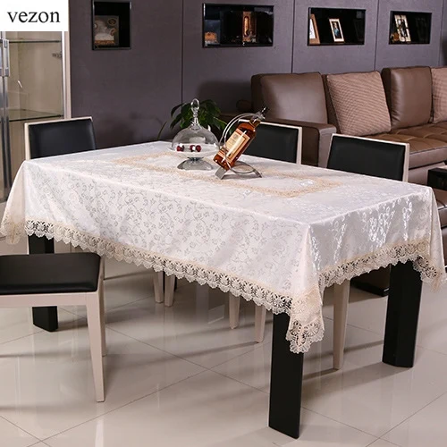 vezon New Hot Elegant Lace Tablecloths Beige Jacquard Europe Lace Table