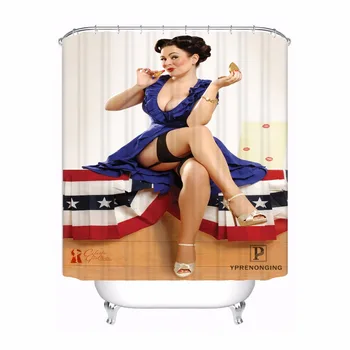 

Custom Pin up Girl Dabble Waterproof Shower Curtain Home Bath Bathroom s Hooks Polyester Fabric Multi Sizes#0421-sohu-39