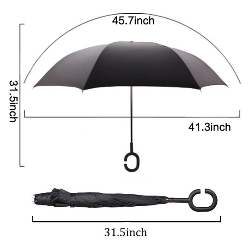 Ветрозащитный Двойной Слой обратный зонтик креативные Автомобили длинный с-образной ручкой Женский дождевик складной перевернутый зонтик перевернутый вверх дном зонтик