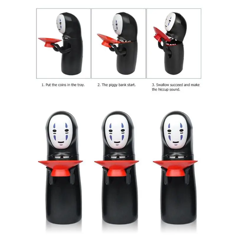  Hot Sale Spirited Away Kaonashi No-face Piggy Bank Toy Automatic Eaten Coin Bank Miyazaki Hayao Chi